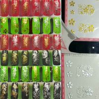 8 GOLD + 8 SILVER Bling Metal Nail Decal Transfer Sticker 3D...