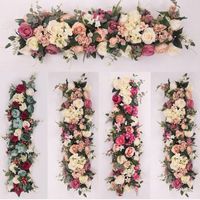 Linha de flores de arco artificial 100 cm de comprimento Faça você mesmo Seda Peônias Rosas Simulação Linhas de flores Peça central de casamento Cenário decorativo