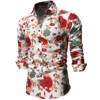 Hawaiian Shirt for Male Flower pattern Slim fit New Red Pink...