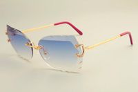 2019 novos-venda quente da lente dos óculos de sol 8300817 óculos de sol, de luxo diamante garra de metal espelho espelho viseira, lentes 3,0 de espessura