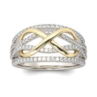 Nuevo Diseño Para siempre amor anillos de boda Mujeres Color Plata Cobre with3A Piedras de Cristal Infinity joyería dedo encanto sin fin