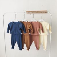 Ins Yaz Güz Toddler Çocuk Giyim Setleri Erkek Kız Pijama Suits Uzun Kollu Boş Tişörtleri Pantolon 2 Adet Pamuk Kalitesi