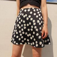 Röcke Frauen Sommer Harajuku Hohe Taille Rock Casual Blumendruck Strand Short mit Reißverschluss für Weibliche 2021 Streetwear Mode