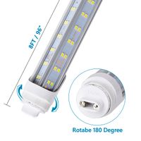 20 pcs R17D 8 pés de lâmpada Luz, 120W 270 graus V em forma de substituição LED para luminárias fluorescentes, T8 6000K fresco branco, tampa clara, dual-ended