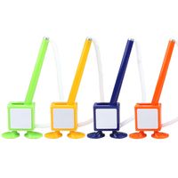 Online Stationery Supplies Wholesale Novelty Fixed Bank Counter Desk Pen Custom Logo QR Code Plastic Square Desk Pen With Square Stand