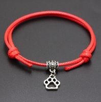 50 pcs/lot chaud chaîne rouge empreinte de patte charmes chanceux cordon rouge Bracelets réglables nouveau cadeau DI