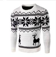Sweaters pour hommes Homme 2021 Hommes Col à manches longues à manches longues Coton Pull de Noël avec motif de cerfs Vêtements Slim Pullover