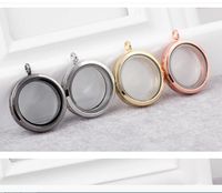 200PCS/lot 4 Colors For Choose 30MM Alloy Round Floating Locket Memory Living Glass Lockets Necklace Pendant Fashion Jewelrys