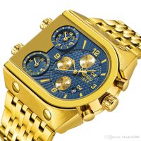 Relogio Top Marca TEMEITE Big Quartz Relógios Homens Militar À Prova D 'Água Relógio De Pulso de Negócios de Luxo de Ouro Azul Aço Relógio Masculino