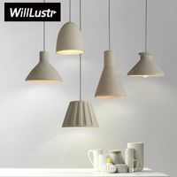 Willlustr цемента кулон бетон лампа висит свет современного подвески освещение столовой кухня остров ресторан отель бар