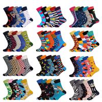 LIONZONE 5Pairs/lot Brand Men Socks 60 Colors 12 Selects British Style StreetWear Designer Happy Socks Funny with Gift Box CX200630