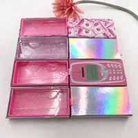 Wholesale pestañas caja de embalaje caja de dinero rosa caja magnética para 25 mm pestañas de visón personalizado etiqueta privada telefono caja de embalaje