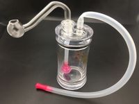 Newest 4.5inch Plastic Water Bong Pipes with 10mm Male Thick Pyrex Glass Oil Burner Pipe with Silicone Tube for Smoking