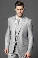 New Design Grey Groom Tuxedos Notch Lapel Two Button Groomsm...