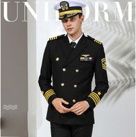 Europe Standard Navy Uniform Black Military Clothes Men Inte...