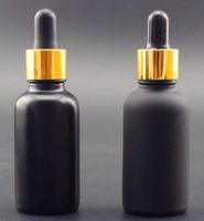 30 ml frasco de vidro conta-gotas 1 oz rodada fosco claro / âmbar / azul / verde / preto fosco para vape e líquido perfume óleo essencial branco ouro prata cap