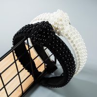 New Fashion Women Hair Accessories Pearls Headband For Adult Center Knot Casual Turban Autumn Hairband Wholesale