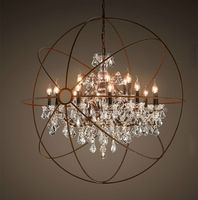 Loft Vintage Rost Metall Kristall Anhänger Lampe Orb Kronleuchter Home Decor Globus Deckenleuchte Leuchte PA0102