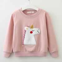 Nueva primavera y otoño chicas jumper niños unicornio patrón algodón jersey moda niños ropa chicas top