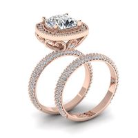 2 sztuk / zestaw Wykwintne 18K Rose Gold White Sapphire Diamond Pierścionek Rocznica Propozycja Biżuteria Kobiety Zaręczyny Zespół ślubu Rozmiar 5-12
