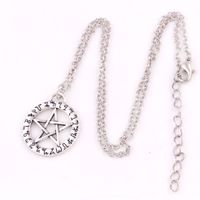 H5 European and American Pop Witch&#039;s Pentagram Religious Pendant leather rope Weaving chain/snake chain/wheat link chain necklace