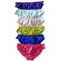 6pcs Briefs de sous-vêtements de bikini en soie pour femmes