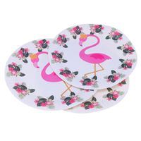 Disposable Dinnerware Set Kids Birthday Flamingo Dinner Supplies Kit Round Paper Plates Cups Tableware for Hawaii Party Carnival