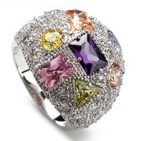 Generoso grandi gioielli anelli di fidanzamento SHUNXUNZE Noble per le donne che dropshipping Morganite Rosa Blu giallo zirconi placcati Rhodium R408