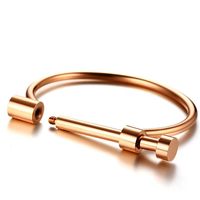 Bangle Women Shackle Screw Cuff Bracelet Gold Color Stainles...