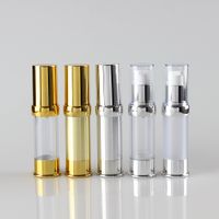 100pcs klar 15ml Kunststoff airless cosmetic Pumpflaschen mit Silber / Gold-Cap 0,5 Unzen, Kajalserumflasche mit Airless-Pumpe