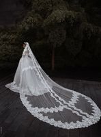 2019 ett lager 3m eller 5m bröllop BRIAL slöja spets applique katedral lång brud slöja för bröllopsklänningar