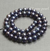 2019 New Arriver Loose Pearl Jewelley,Round Potato Real Freshwater Pearls Peacock Purple Loose Beads 7-8mm One Full Strand 14inches