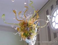 100% Handmade Blown Glass Modern Art Chandelier Light Artist...