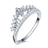 Мода Дизайн полный Clear A + циркон камень Принцесса Королева серебро цвет Корона Обручальное кольцо Коктейль альянс девочек
