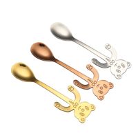 Stainless steel hanging bear coffee spoon Cartoon handle Mix...