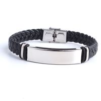 Fashion Custom Name Engrave Leather Bangle & Bracelet 316L Stainless Steel Bracelets For Women Men Bracelet Jewelry