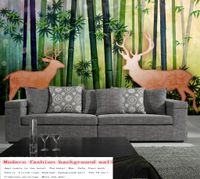 3d slaapkamer behang retro nostalgische bos elanden sofa achtergrond muur verse premium behang