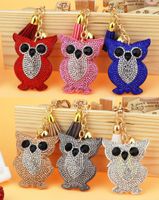 fashion cute owl imitation diamond key chains candy colors t...
