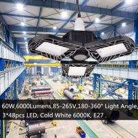 LED High Bay Garage Light 60W Verformbares Licht, 6000lm Fabriklager Industrielle Beleuchtung, CRI 80 Keller Ligh 3 Papera