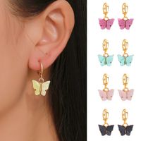 Neue Mode 18K Gold Überzogene Acryl Schmetterling Baumeln Ohrring Eleganter Tier Stil Verschluss Ohrring Schmuck Für Frauen Mädchen
