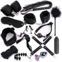 Estimular restrições de escravidão bdsm handcuffs handcuffs chicote metal anal plug com vibrador brinquedos eróticos para casais adultos t200519