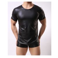 Sexy Slim fit PVC Leather Man T Shirts Lingerie Sexy latex E...