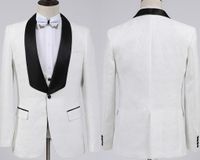 Trajes Blazer nuevo de la manera negro esmoquin novio padrinos de un botón de cuello chal mejor hombre traje de boda de los hombres (Jacket + Pants + tie + chaleco arco)
