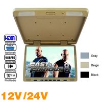 DC12V / 24V SD / USB / VGA / FM / haut-parleurs Truck Bus 17" Moniteur monté sur le toit TFT LCD flip moniteur pour lecteur DVD de voiture 3-Color # 1294