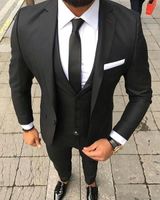上品な黒の穏やかな男Tuxedoのスーツハンサムな新郎のスリムスリムフィットのウェディングスーツ（ジャケット+パンツ+ベスト）OM TUXEメンズPrdos