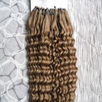 Mongolski Kinky Curly Micro Loop Ring Hair Extensions 100g Loop Micro Ring Włosy 1 g / s 100g / paczka 100% Mikro Koraliki Linki Remy Hair