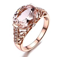 Luksusowy owalny pierścień Diamentowy 18K Rose Gold Natural Morgan Kamień Różowy Cyrkon Wypełniony Biżuteria Wedding Party Cocktail Pierścionki dla kobiet Siz