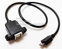 Cables, Micro USB2.0 Male to USB 2.0 B Type Female Connector Cable With Panel Mount About 50CM/10PCS