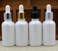1 oz 30 ml frasco conta-gotas de vidro branco e líquido perfume frasco de óleo essencial de ouro branco prata preto branco cap