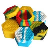 2st / parti 26ml hexagon med bie diverse färg silikonbehållare för dabs runda form silikonbehållare vax silikonburkar dab behållare